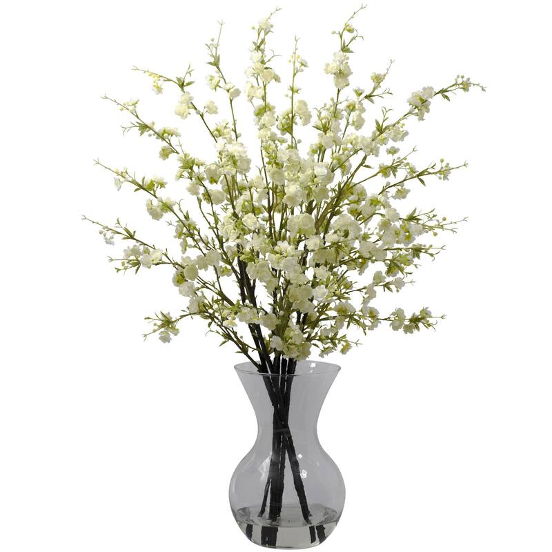 Silk Cherry Blossom Arrangement with Vase - Decorative Flowers for Home Decor - 30