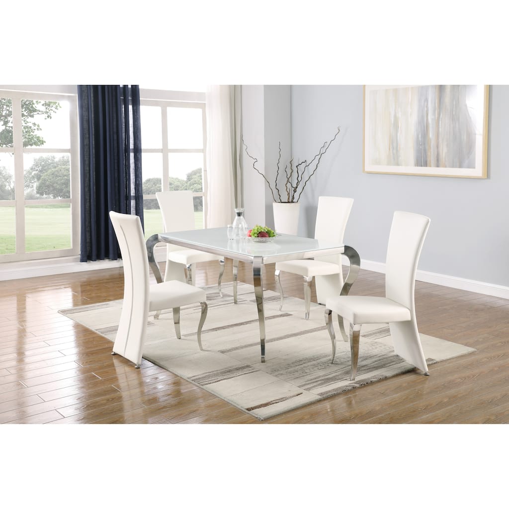 Somette Tabitha White Starphire Glass 5-Piece Dining Set