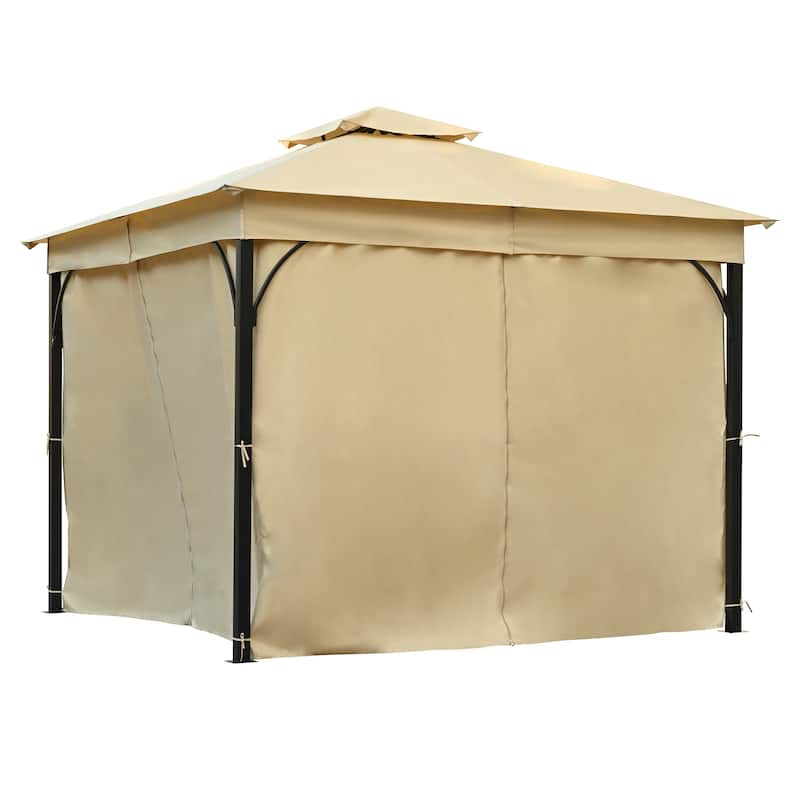 Roomfitters 10x10 FT Outdoor Gazebo with Double Roofs, Canopy, Mosquito Netting & Privacy Screens for Shade or Rain