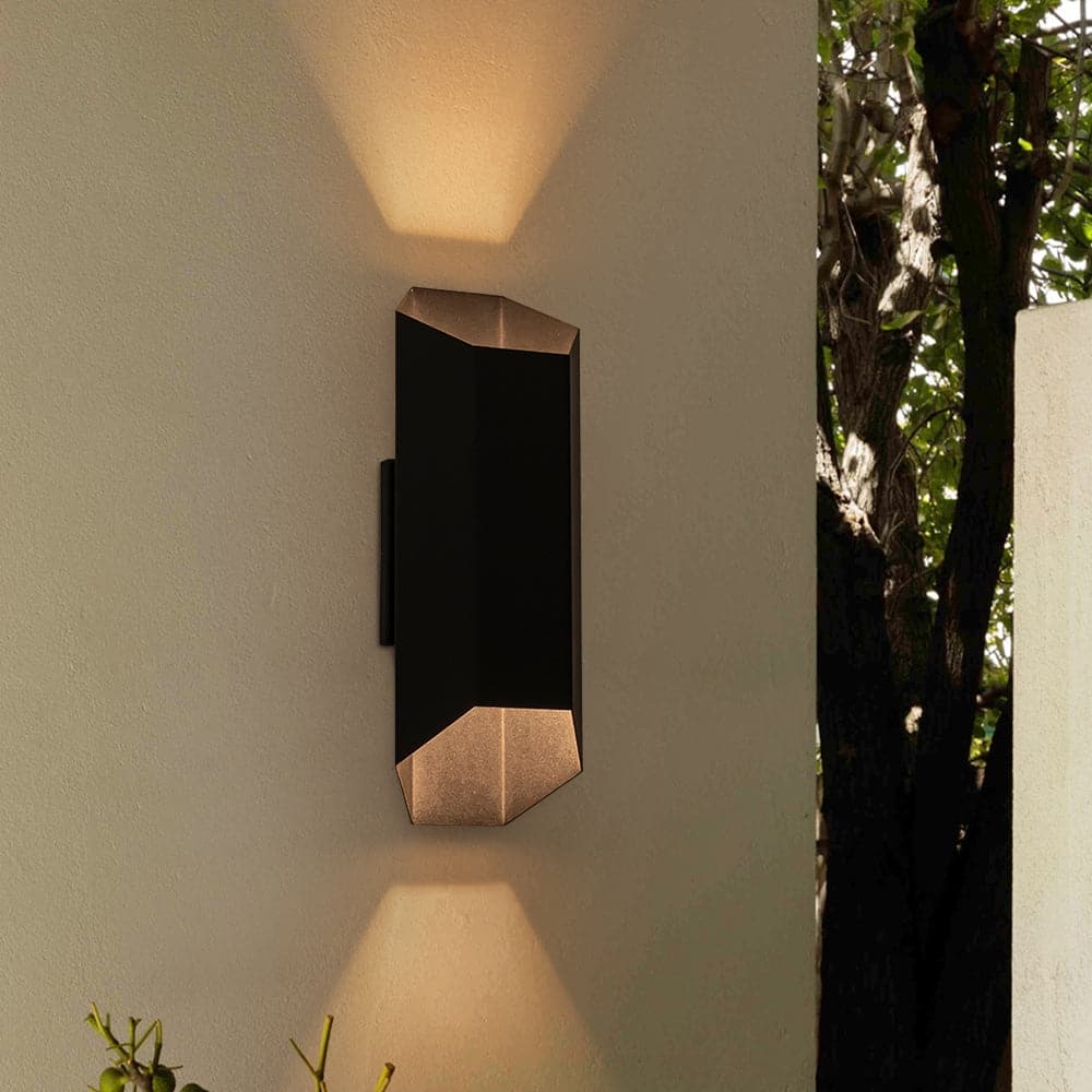 2-Light Hexagonal LED Outdoor Wall Sconce Dimmable Iron Exterior Lamp