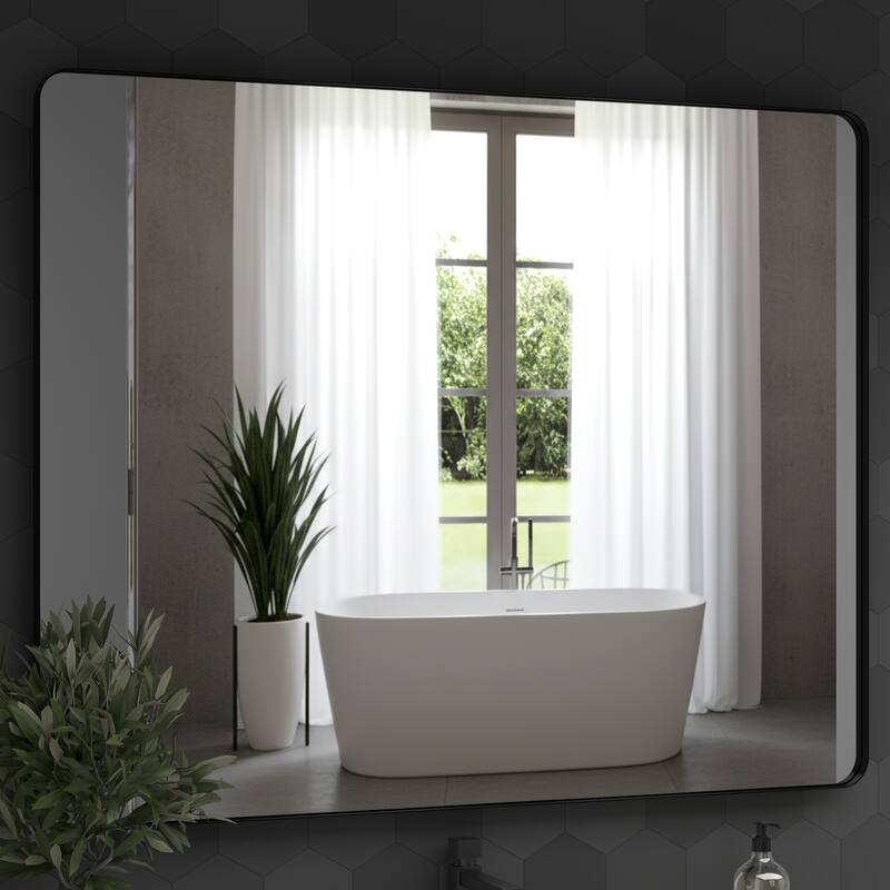 32 Inch Black Rectangular Mirror Metal Framed Mirror Vanity Mirror Dressing Mirror, for Bathroom, Living Room - 40
