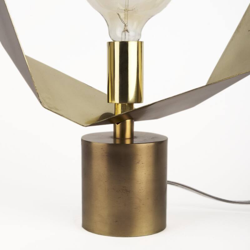 Gold Metal Geometric Table or Desk Lamp Base with In-Line Switch Small Size - 14.5” x 14.5” x 18.7” (D x W x H)