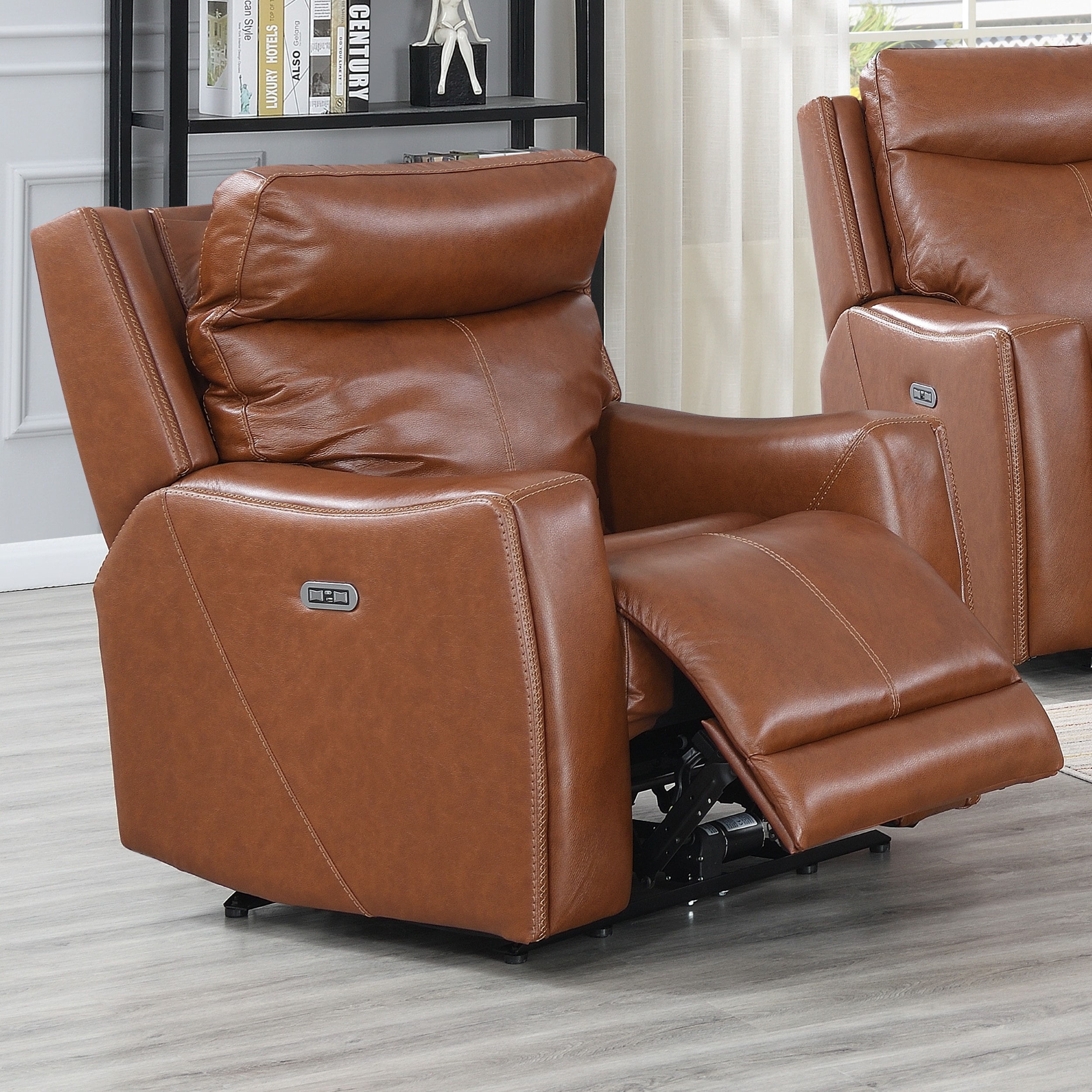 Newport Power Top Grain Leather Recliner by Greyson Living Bed