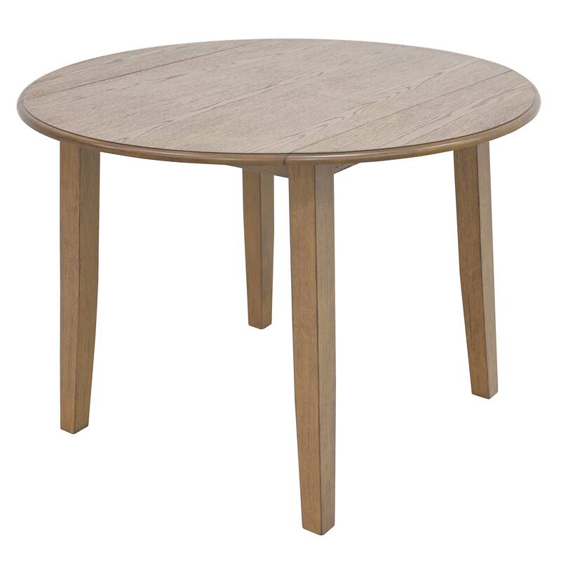 Modern Engineered Wood & Oak Veneer Round Dining Table - Walnut