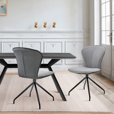Petrie Grey Fabric and Black Metal Star Base Dining Chairs - Set of 2