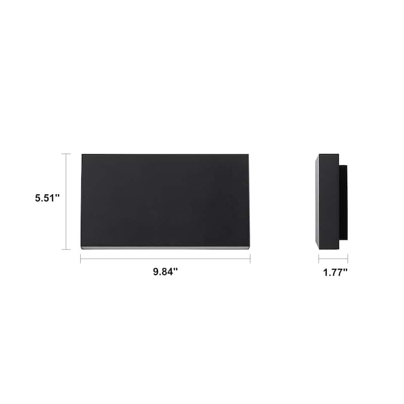 9.8"W Outdoor Rectangular Integrated LED Wall Sconce - 5.5-in H x 9.8-in W x 1.8-in D