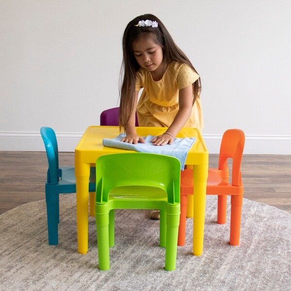 Humble Crew Kids Plastic Table and 4 Chairs Set, Vibrant Colors