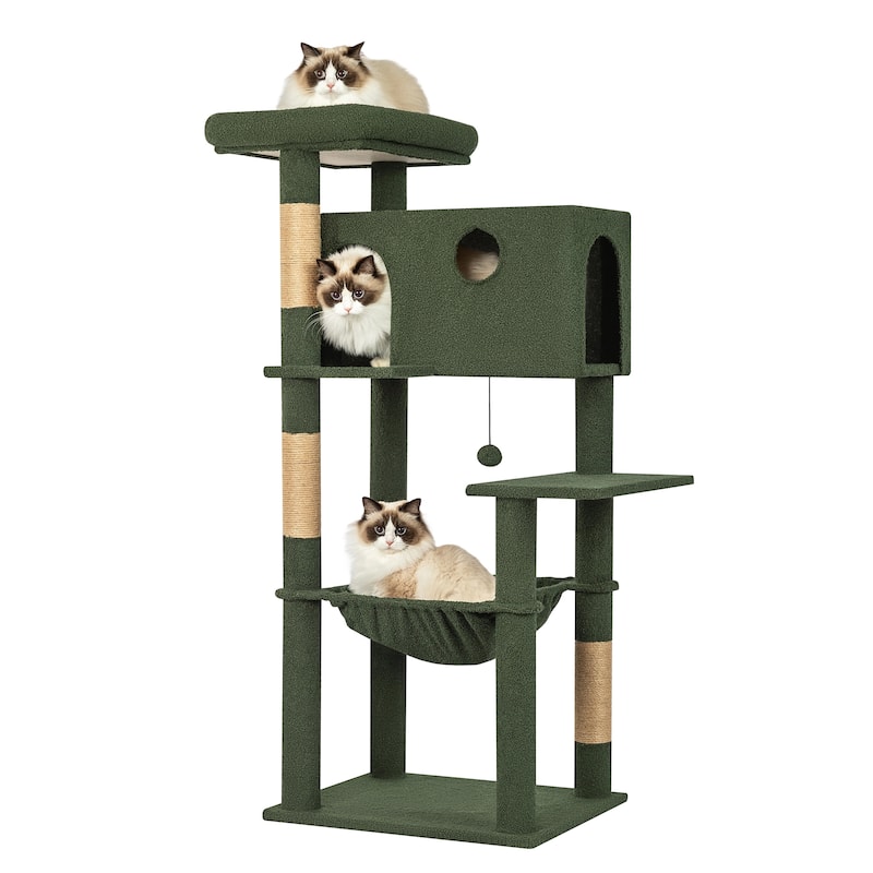 Adeco 52-Inch Cat Tree with Hammock and Condo