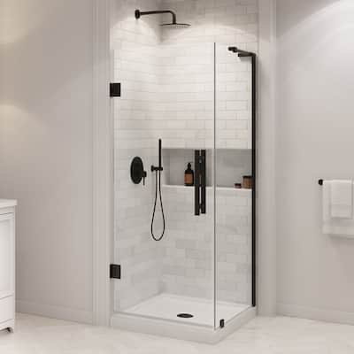 OVE Decors Panama Corner Frameless Pivot Hinge Shower Door Kit with Base Pan, 2025