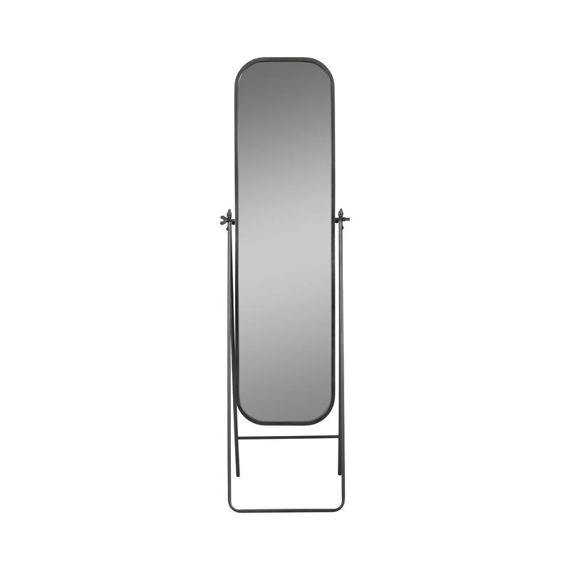 Sagebrook Home Metal Floor Mirror on Stand, 21x69, Black Iron, MDF & Reflective Glass, Home Decor Accent - 21" x 23" x 70"