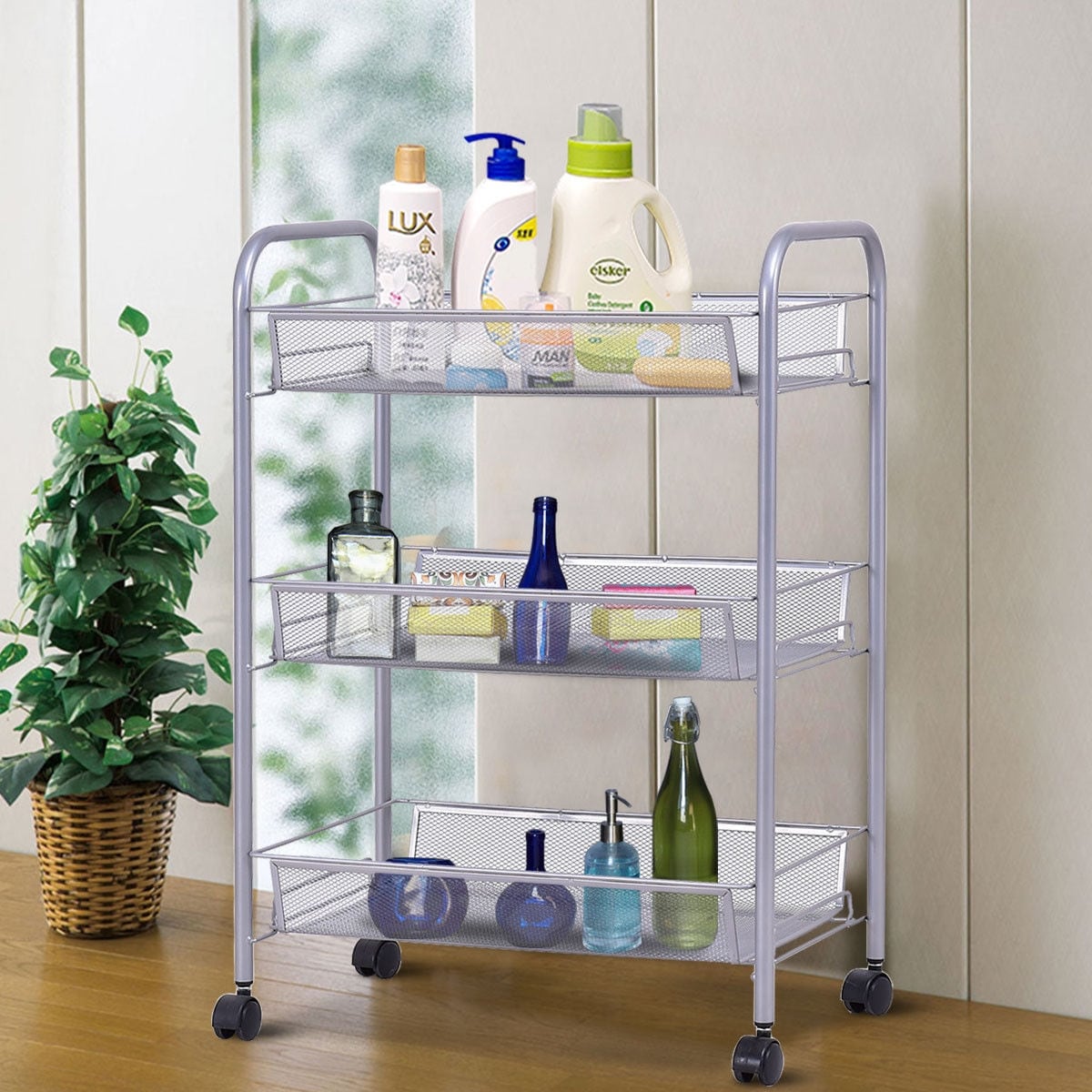 Shop Costway 3 Tier Storage Rack Trolley Cart Home Kitchen