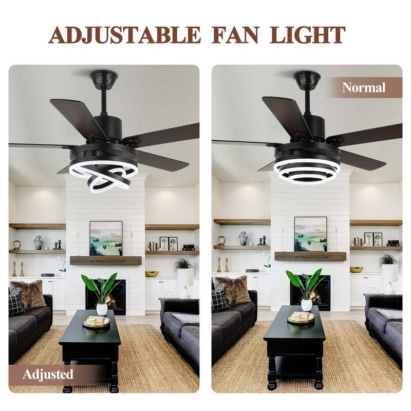 Cusp Barn 52"/72" Modern Large Dimmable LED Ceiling Fan with Lights and Remote, Reversible 8-Blade DC Motor DIY Shape Chandelier