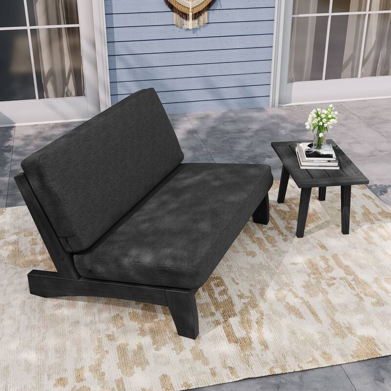 Outdoor Sectional Furniture Teak Conversation Set with Side Table