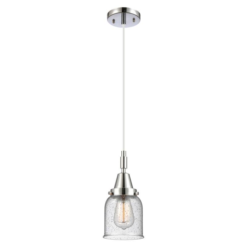 Innovations Lighting Downtown Urban - Caden Bell - 1 Light 5" Cord Hung Mini Pendant - Polished Chrome/Seedy Shade
