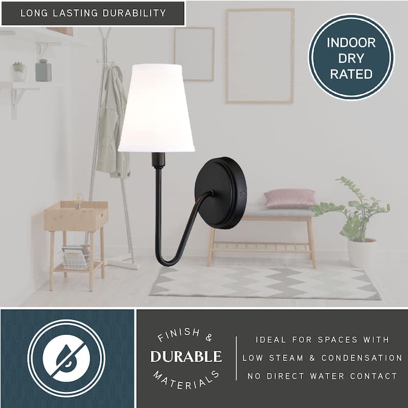 Briar 1 Light Traditional Wall Sconce White Linen Shade