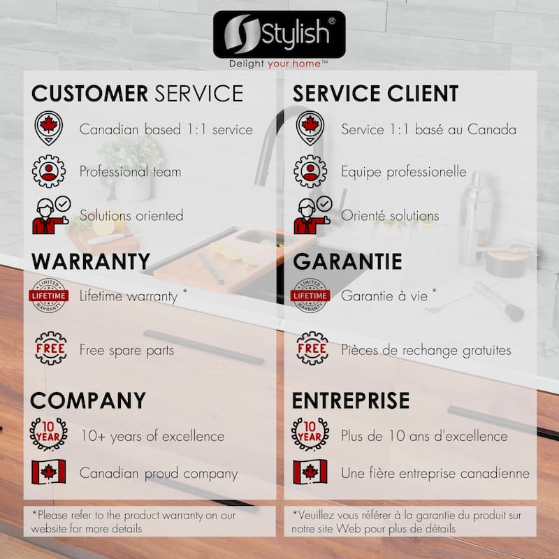 STYLISH Dual Mount 22" Single Bowl Composite Granite Kitchen Sink - 22" x 17.5" x 8.25"