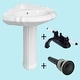 preview thumbnail 3 of 4, Sheffield White Corner Pedestal Sink 26 in. Porcelain Sink with 4 in. Black Centerset Faucet and Sink Drain