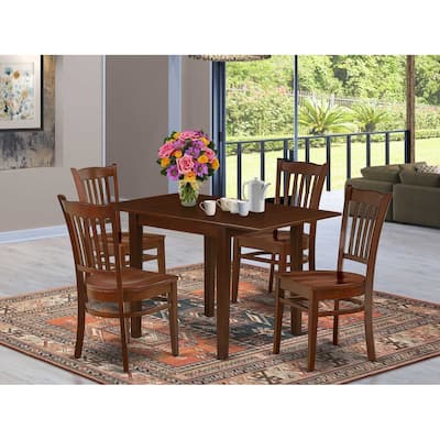 5-Piece Mahogany Finish Solid Wood Top - Dining Room Set - Seats 4