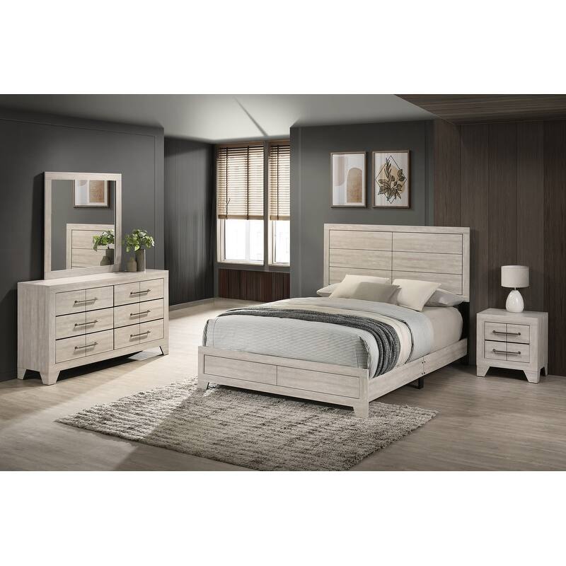Best Quality Rustic Grey Oak Panel Bedroom Sets - Rustic Gray - Queen - 4 Piece