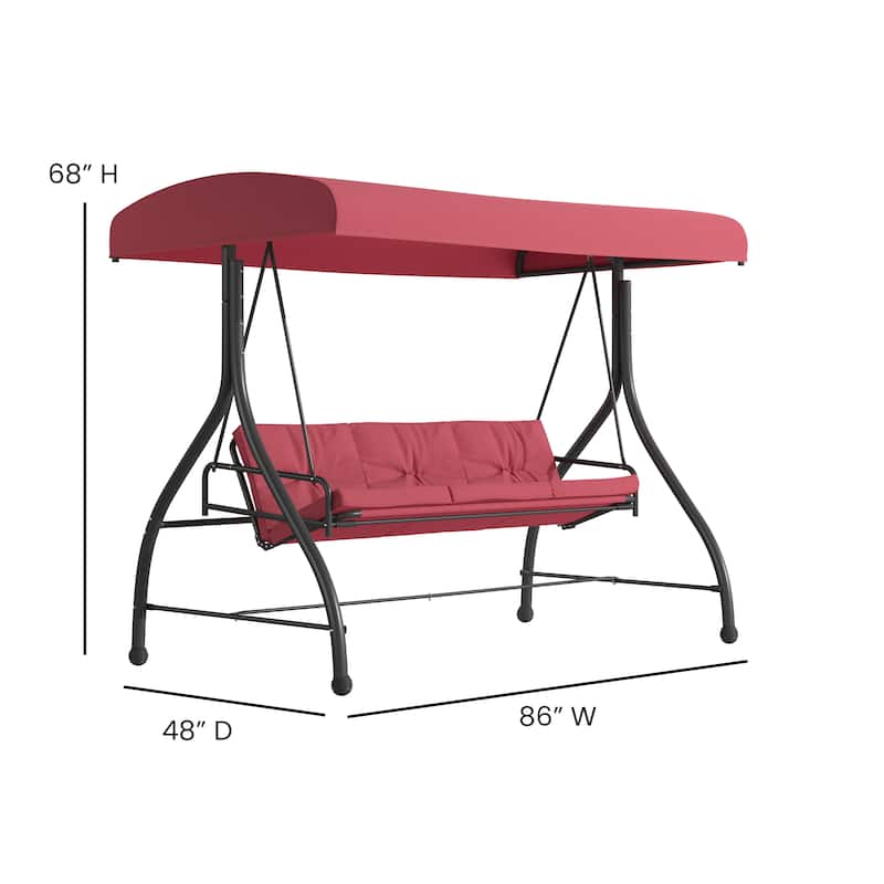 3-Seat Outdoor Steel Converting Patio Swing and Bed Canopy Hammock