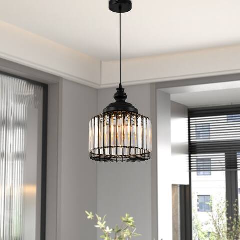 Maxax 1 - Light Single Drum Pendant with Crystal Accents - N/A