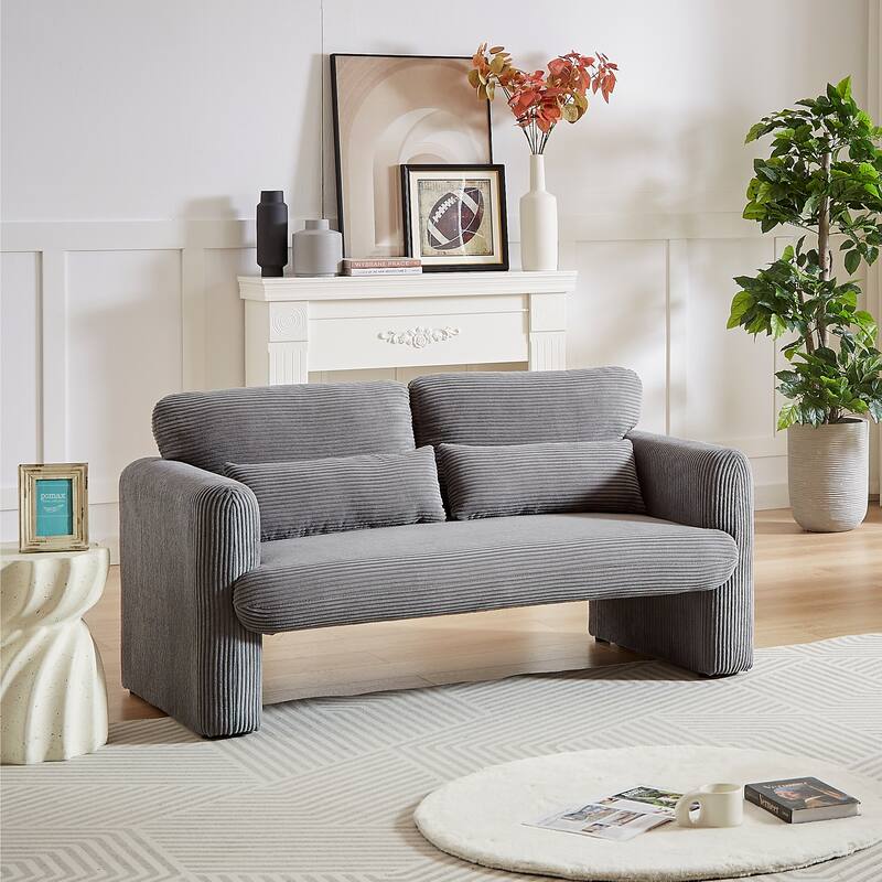 Corduroy Fabric Free Combination Sofa Set w/Support Pillow