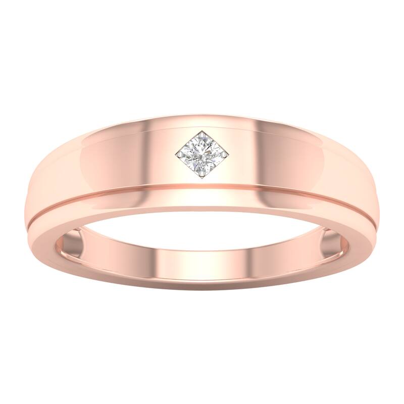 1/20ct TDW Diamond Wedding Band in 10K Gold for Men - 11 - Rose