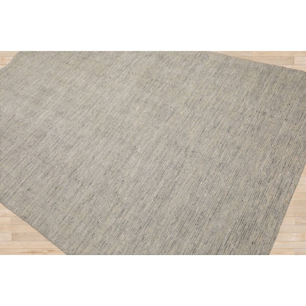 LoomBloom Gray Hand Woven Modern Ribbed 100% Wool Eastern Area Rug - 5 ...