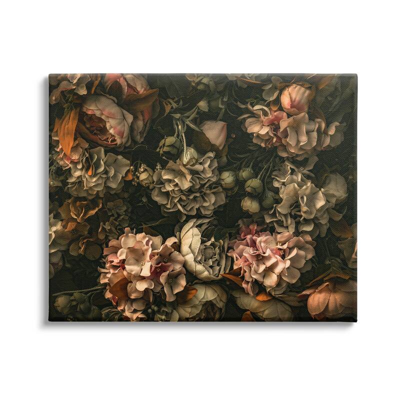 Stupell Dark Moody Floral Botanical Closeup Detailed Design Canvas Wall Art