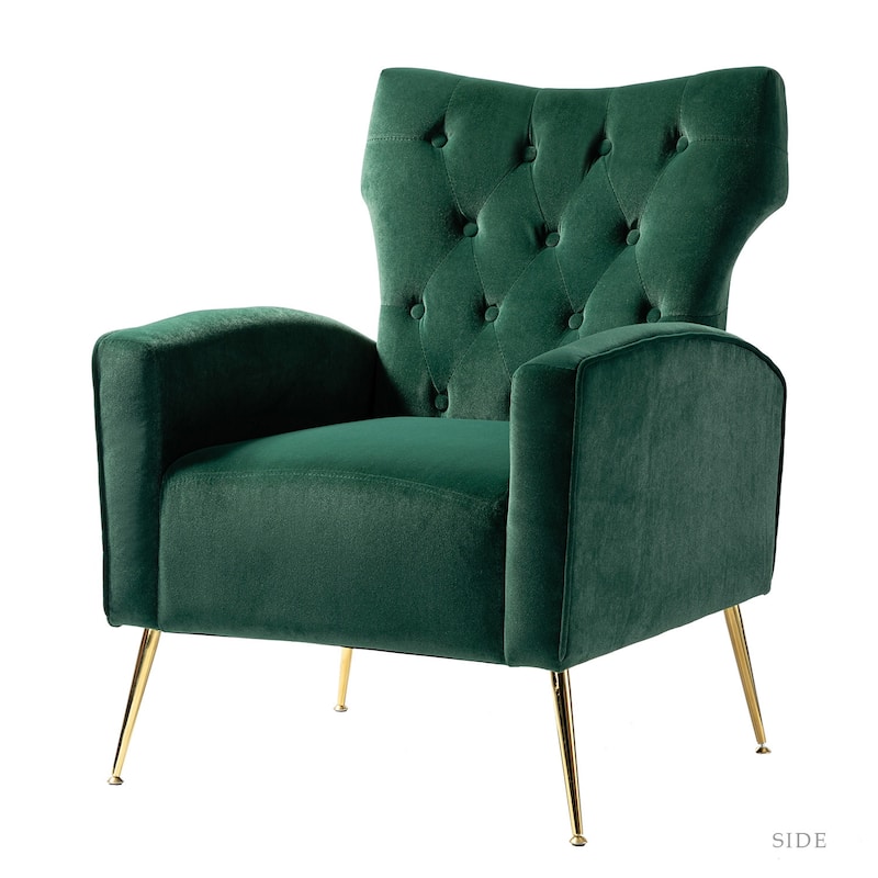 Abadiana Accent Tufted Chair with Metal Base by HULALA HOME