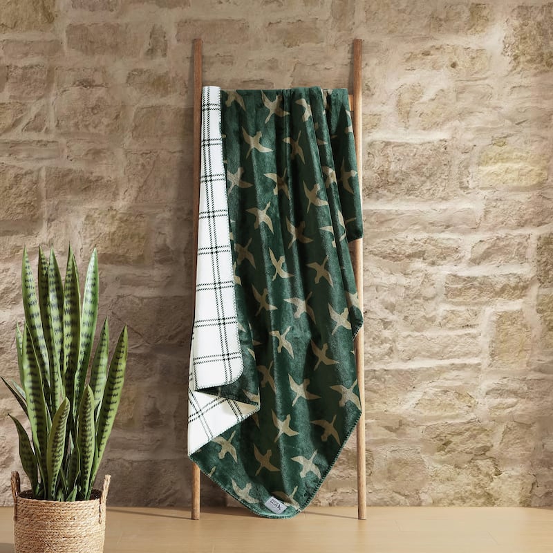 Eddie Bauer Printed Reversible Ultra Soft Plush Throw Blanket