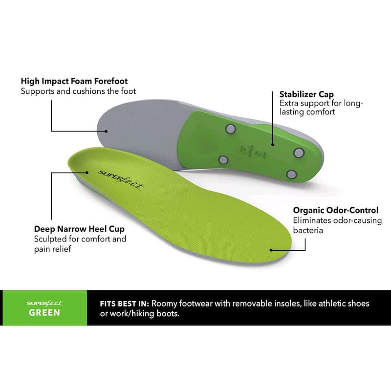 Superfeet All-Purpose Support High Arch Insoles (Green) - On Sale - Bed ...
