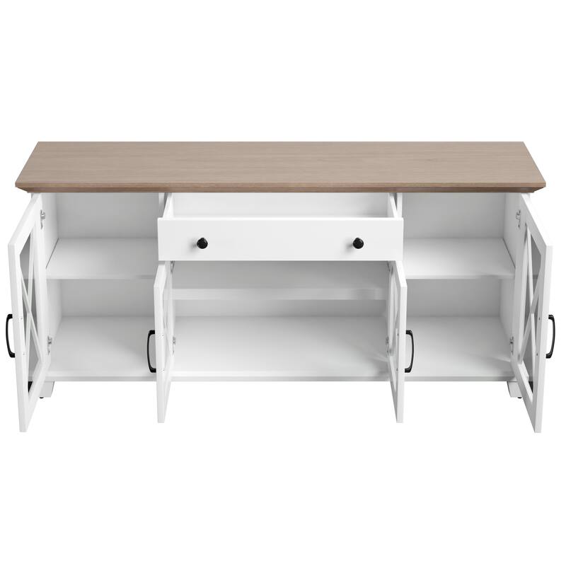 Two-Tone Modern Farmhouse Sideboard, White/Birch