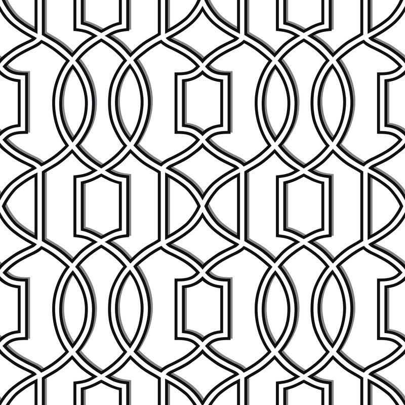NuWallpaper Uptown Trellis Black/White Peel & Stick Wallpaper - 216in x 20.5in x 0.025in