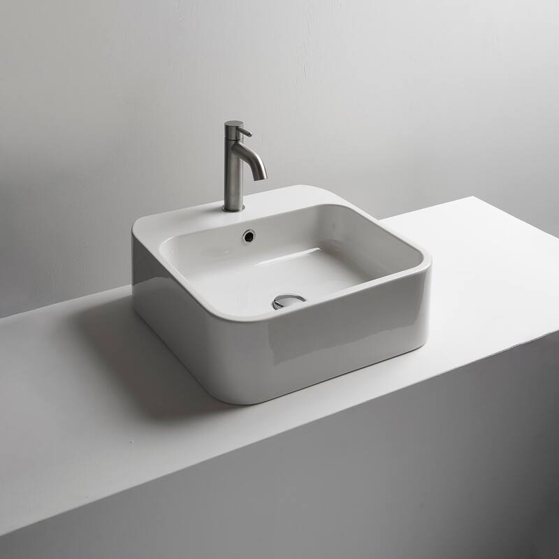 WS Bath Collections Cosa 18-7/8" Square Ceramic Vessel or Wall Mounted