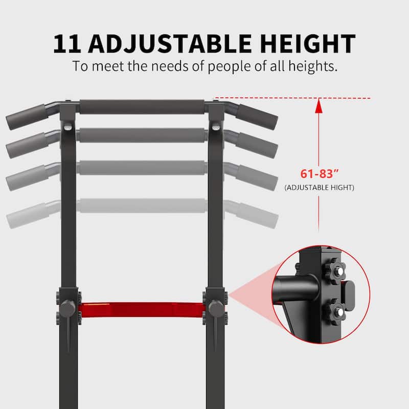 Ainfox Power Tower Pull Up Bar Station Workout Dip Station Height Adjustable Strength Training Equipment