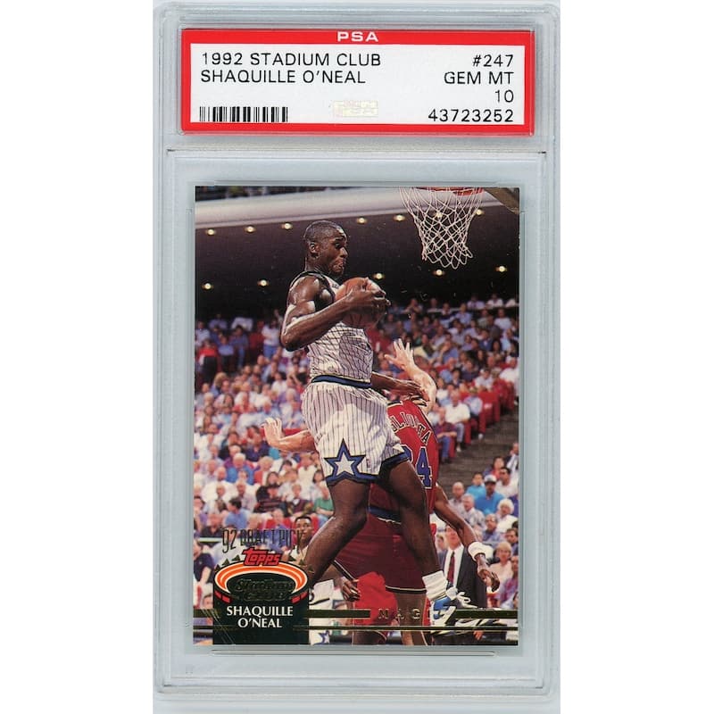 Shaquille O'Neal 1992 Stadium Club Basketball Rookie Card RC #247 Graded PSA 10 GEM MINT - 8'6" x 11'6"