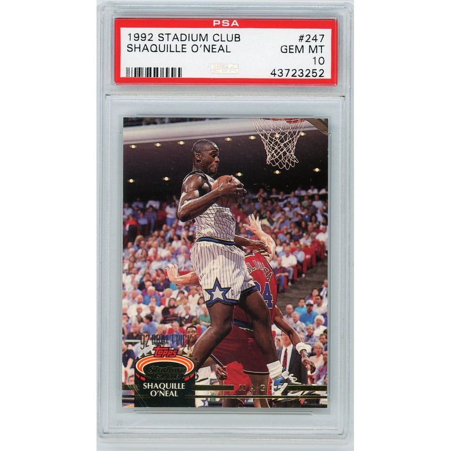 Shaquille O'Neal 1992 Stadium Club Basketball Rookie Card RC #247 Graded PSA 10 GEM MINT - 8'6" x 11'6"
