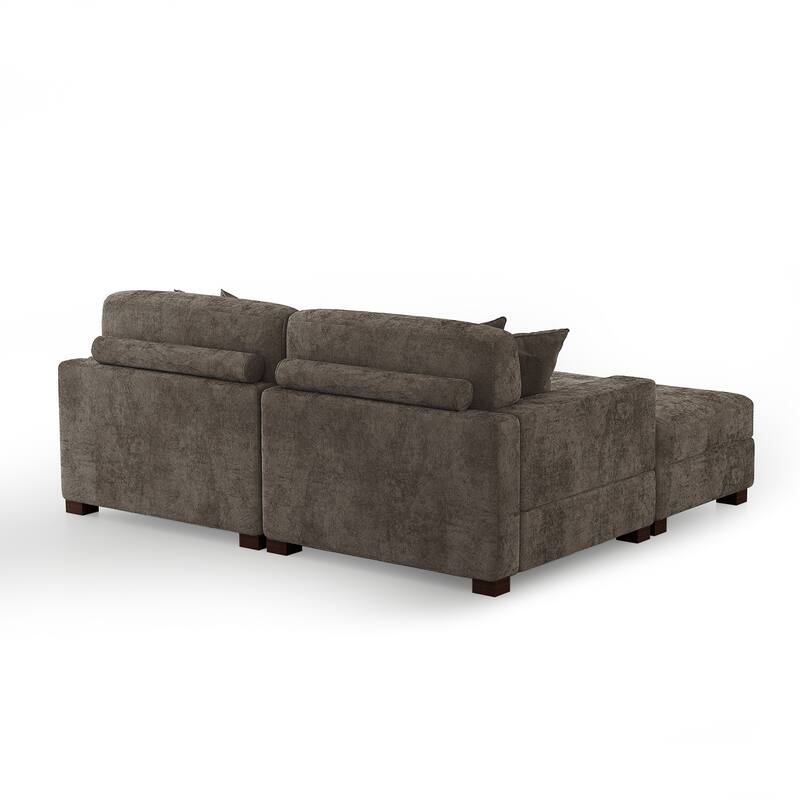 Oversized Chenille Modular Sectional Sofa Conversation Set with 2 Ottomans