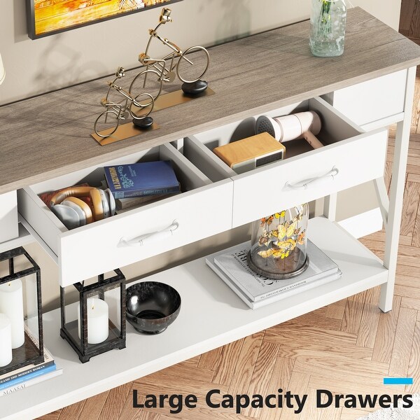 70 Inches Sofa Table with 2 Drawers, Extra Long Console Table with