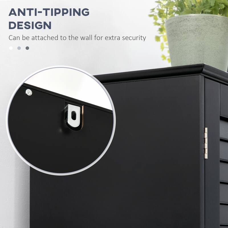 HOMCOM Freestanding Bathroom Storage Cabinet with Shutter Doors and Adjustable Shelves, Toilet Vanity Cabinet