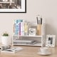 preview thumbnail 1 of 7, 3 Compartment Wood Plastic Composite Desk Organizer Book Shelf Organizer Cookie Rack Desk Organizer - Wood - overstock.com/bedbathandbeyond.com - White