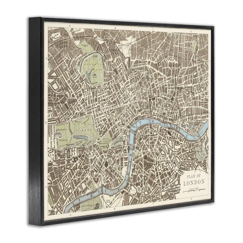 Stupell Vintage Blueprint Plant of London Framed Giclee Art Design By Phillipa Katz
