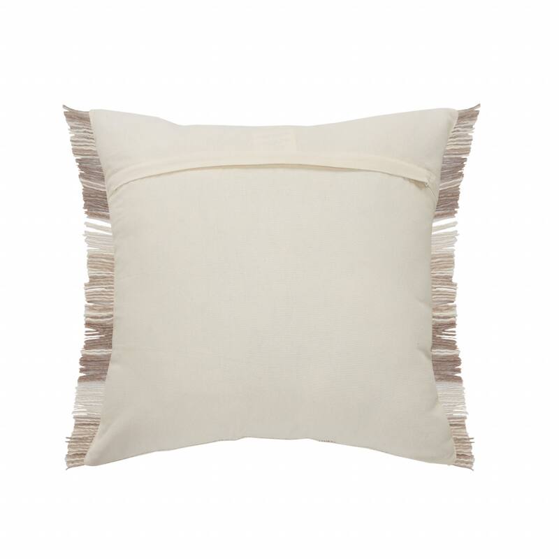 HomeRoots 20" Cream Striped Cotton Throw Pillow
