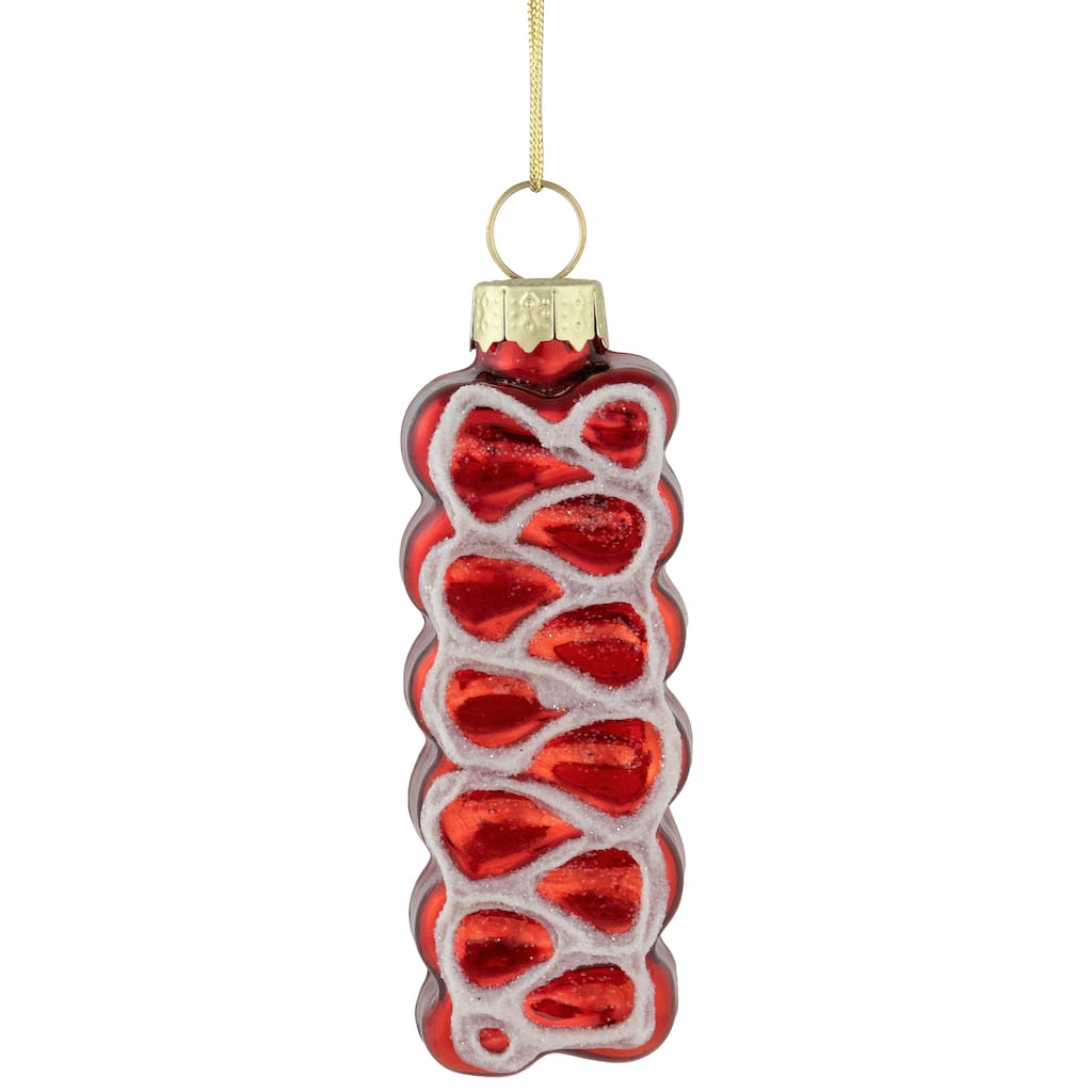 3" Red Ribbon Candy Glass Christmas Ornament
