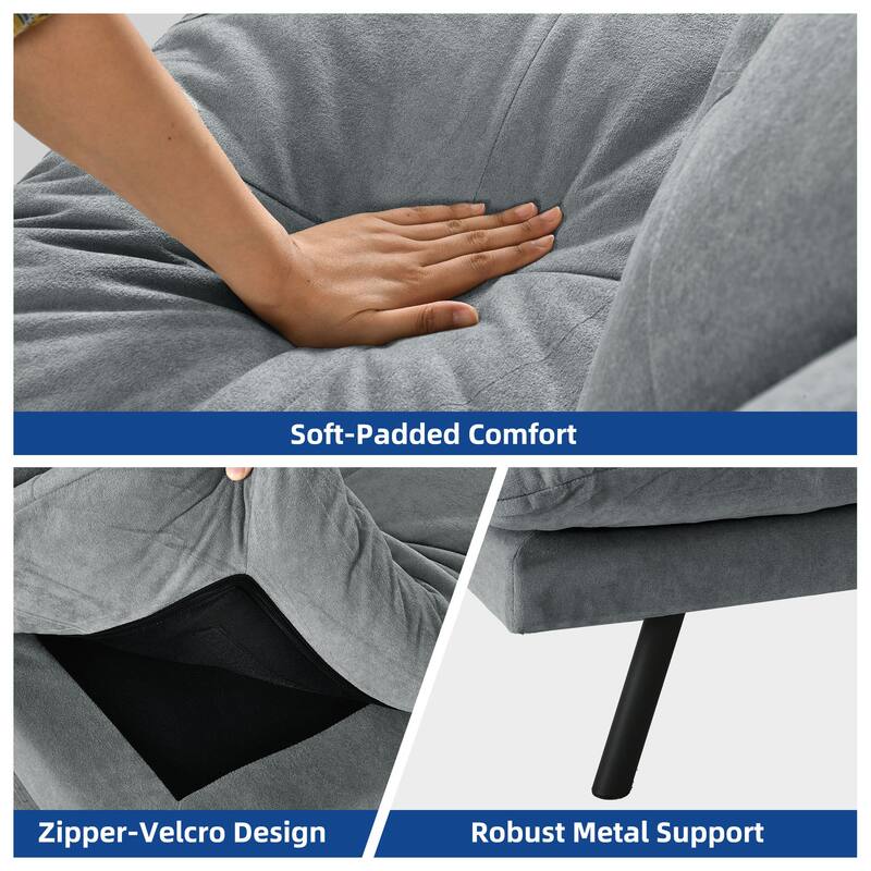 Moasis 70.8" Futon Sofa Bed Convertible Upholstered Couch Sleeper with Reclining Sleeper Split Tufted Back