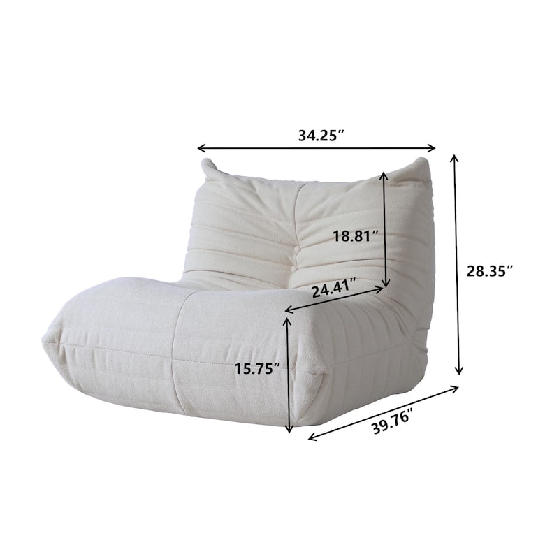Single Lazy Sofa Teddy Fabric Soft Sponge Lounger Bean Bag Chair