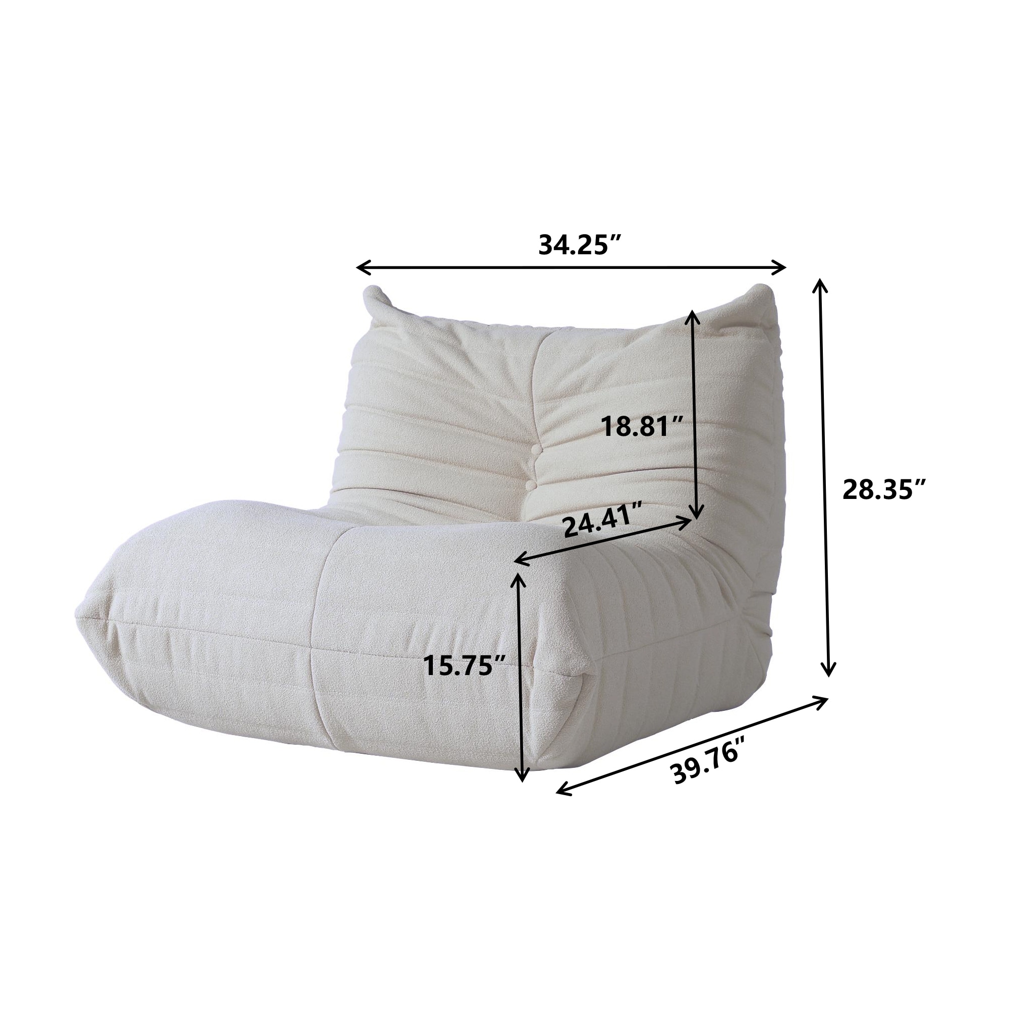 Soft Bean Bag Chair with Ottoman,Sponge Filling Lazy Sofa Floor