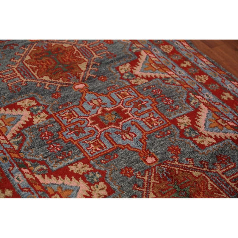 Geometric Khotan Oriental Rug Handmade Wool Carpet - 4'1"x 6'1"