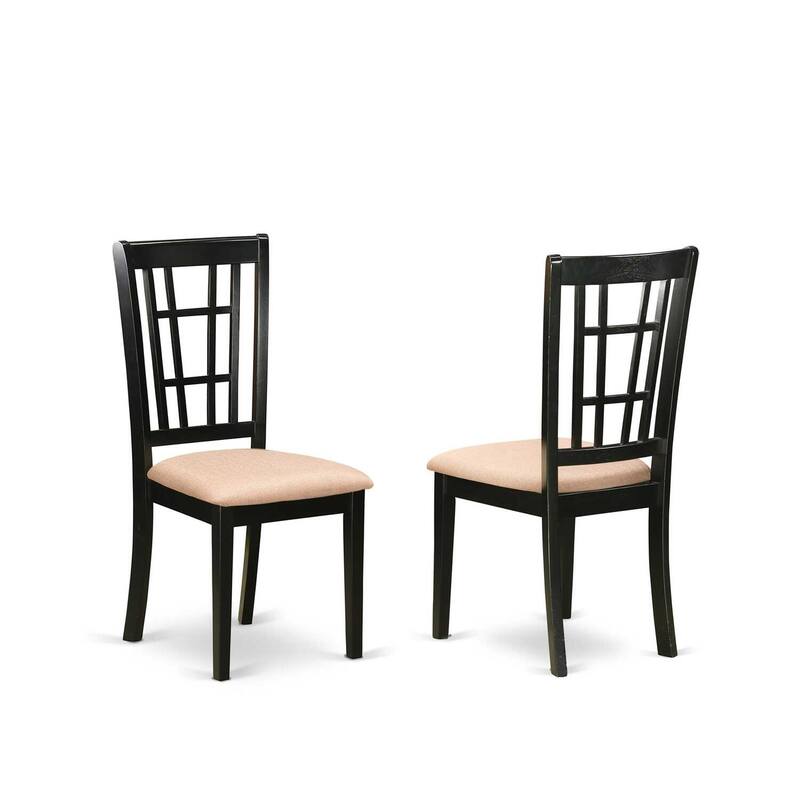 HomeStock 5-Piece Rectangle Black Finish Solid Wood Top Dining table with 4 Chairs with Lattice Back